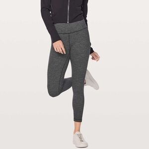 Lululemon Wunder Under 25" Variegated Knit Brushed Luon Black Heathered Gray